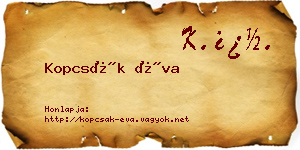 Kopcsák Éva névjegykártya